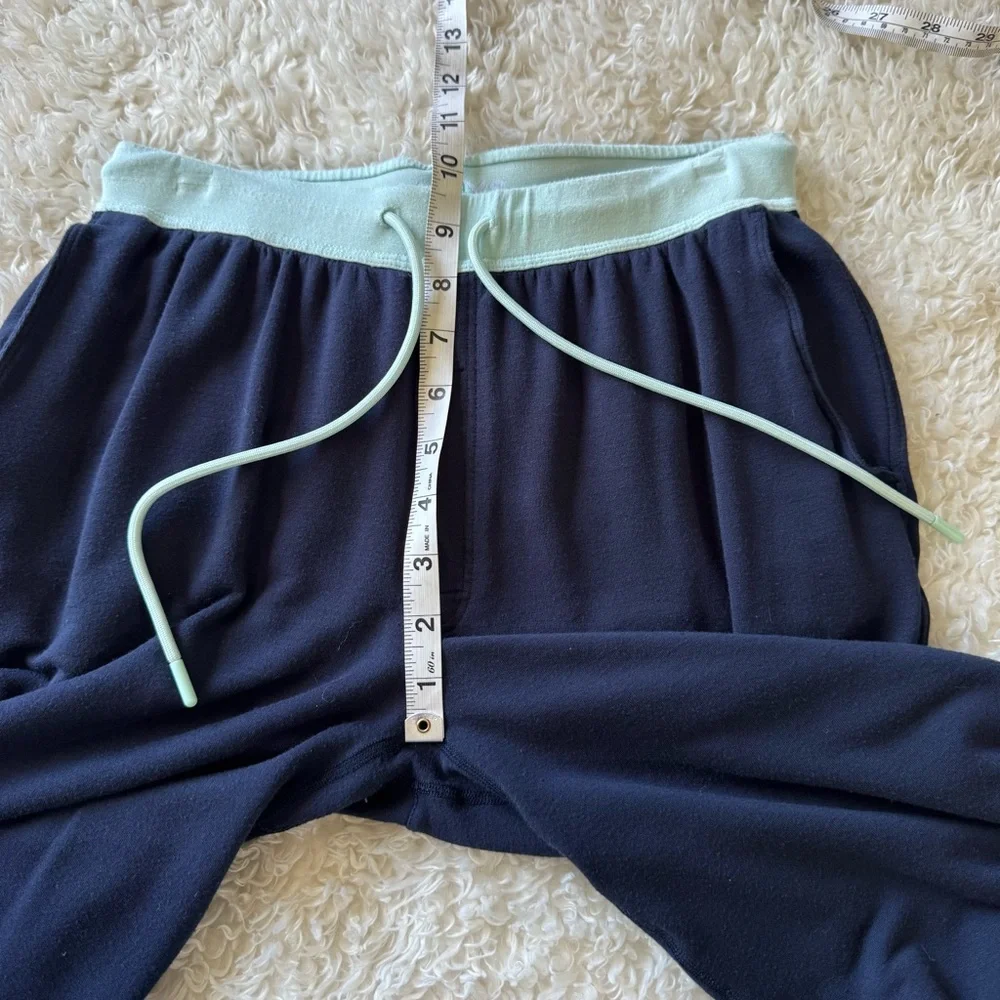 Jambys Unisex Short Sleeve MicroModal Crew JamTee & Pant Navy/Mint Size Small